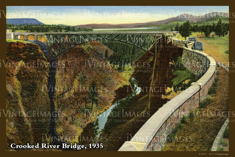 Crooked River Bridge Postcard 1935 - 043