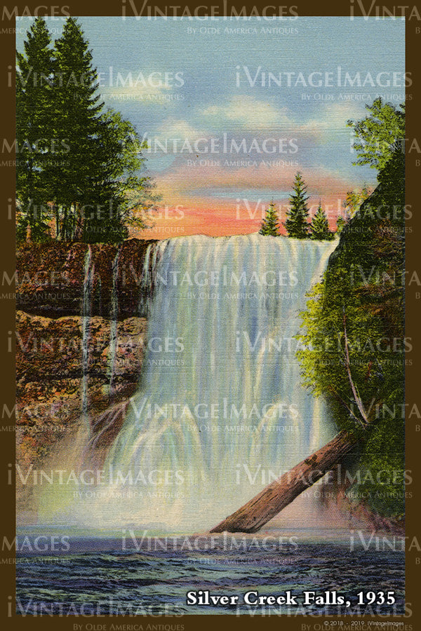 Silver Creek Falls Postcard 1935 - 049