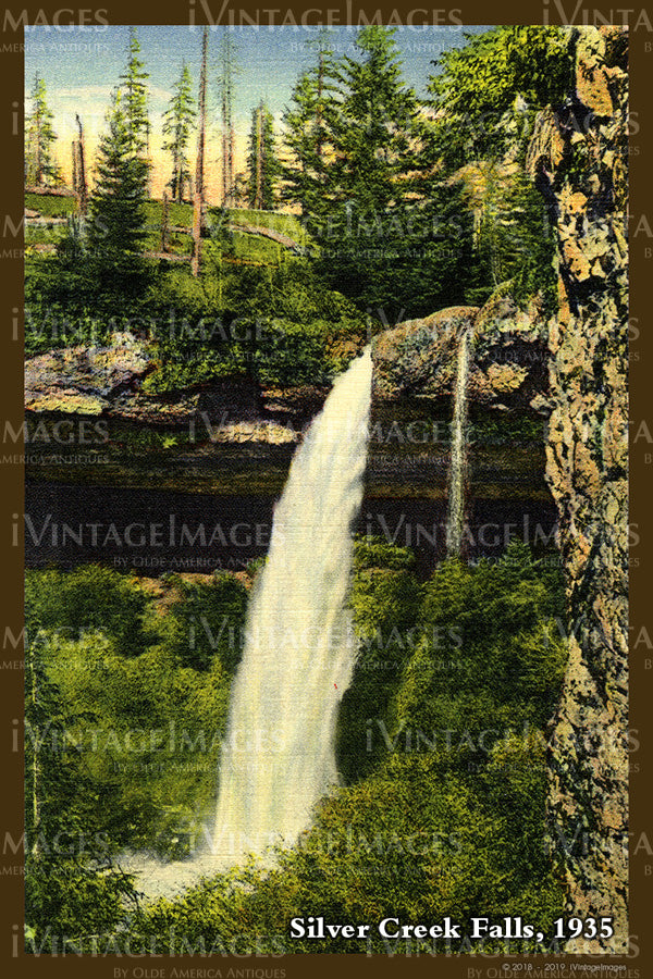 Silver Creek Falls Postcard 1935 - 050