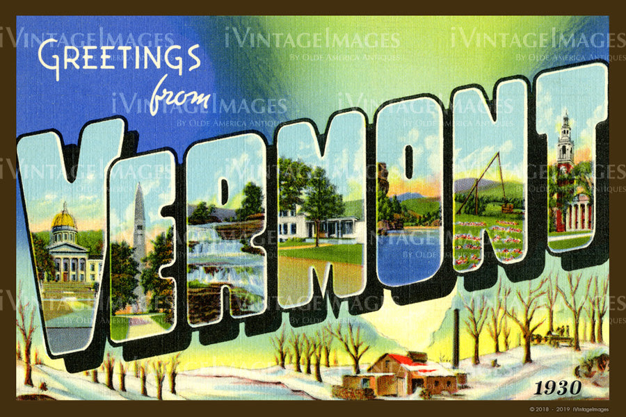 Vermont Large Letter Postcard 1930 - 001