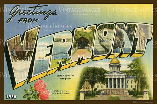 Vermont Large Letter Postcard 1930 - 002