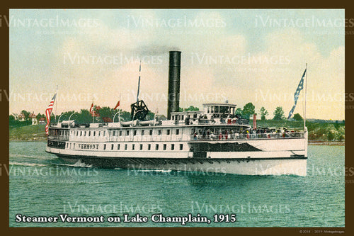 Steamer on Lake Champlain Postcard 1915 - 021