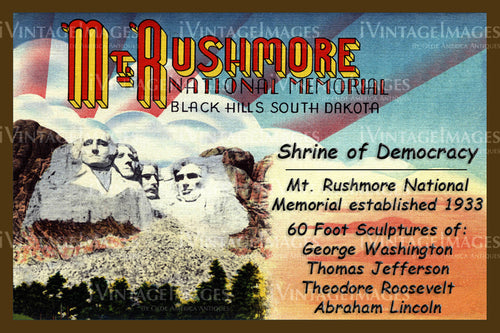 Mount Rushmore Postcard 1939 - 1