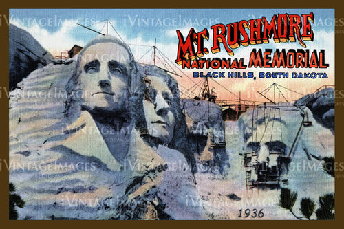 Mount Rushmore Postcard 1936 - 5