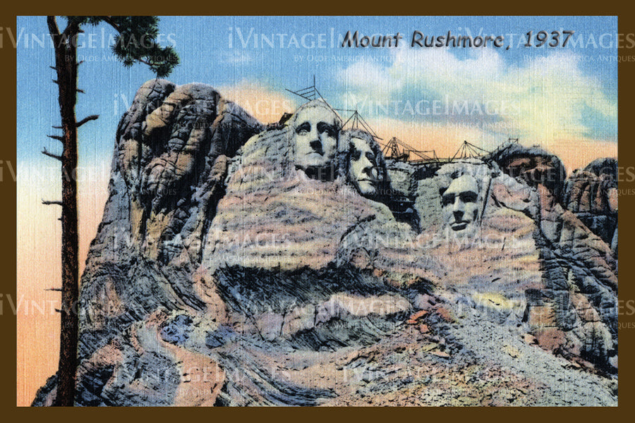Mount Rushmore Postcard 1937 - 6