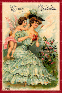 Victorian Valentine and Cupid 1910- 19