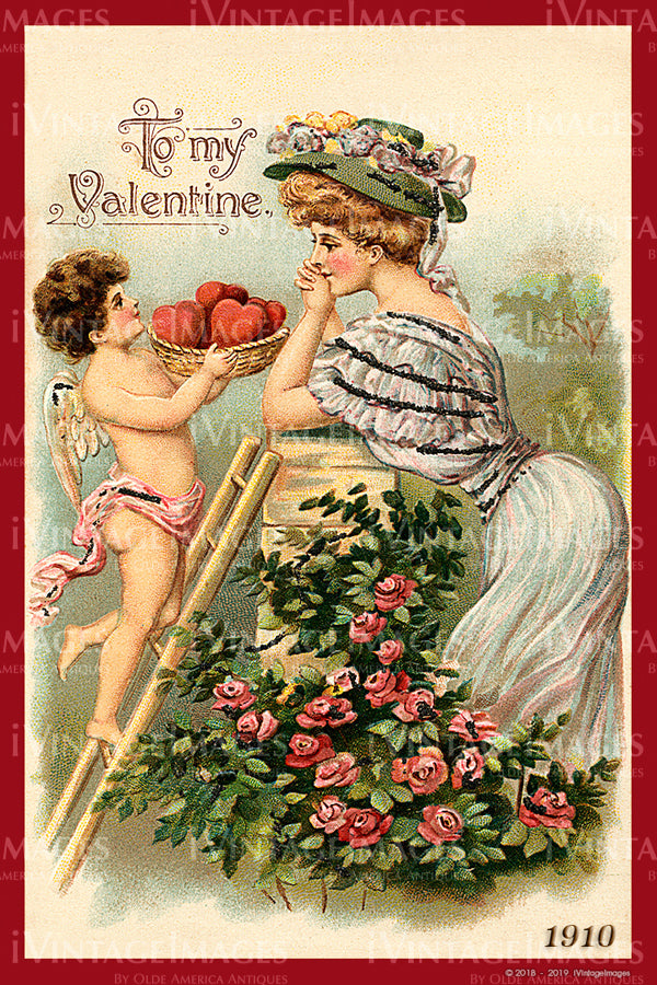Victorian Valentine and Cupid 1910- 22 – iVintageImages