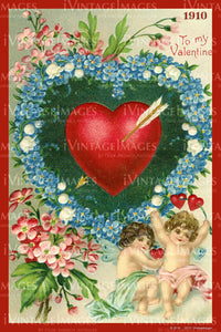 Victorian Valentine and Cupid 1910 - 36