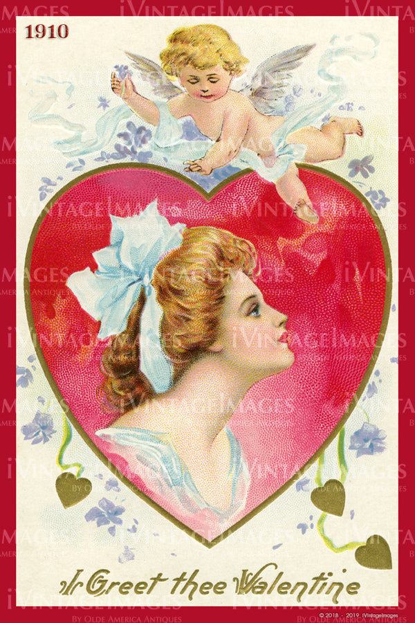 Victorian Valentine and Cupid 1910- 43