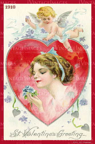 Victorian Valentine and Cupid 1910- 44