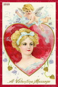 Victorian Valentine and Cupid 1910- 45