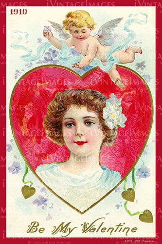 Victorian Valentine and Cupid 1910- 46