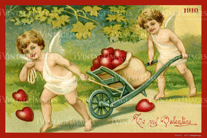 Victorian Valentine and Cupid 1910- 60