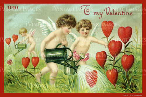Victorian Valentine and Cupid 1910- 61