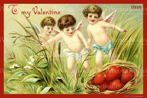 Victorian Valentine and Cupid 1910- 62