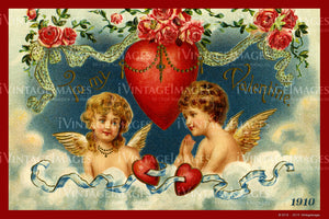 Victorian Valentine and Cupid 1910- 63
