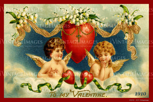 Victorian Valentine and Cupid 1910- 64