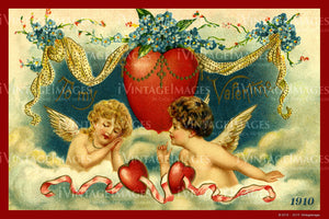Victorian Valentine and Cupid 1910- 65