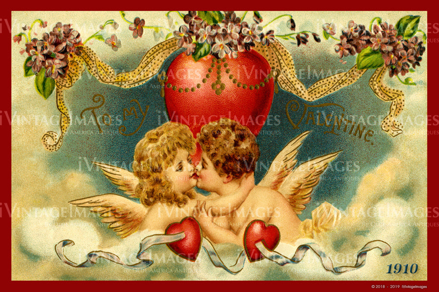 Victorian Valentine and Cupid 1910- 66