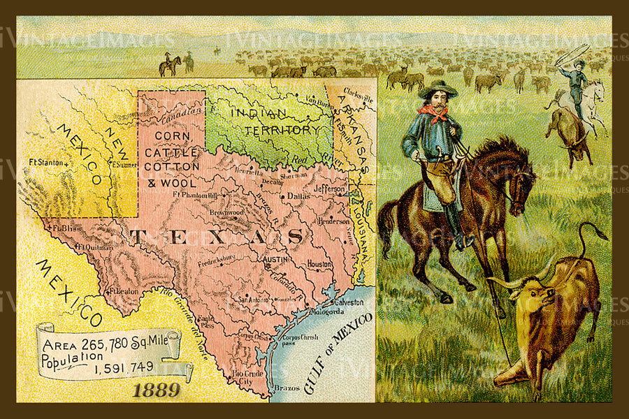 Texas Map 1889