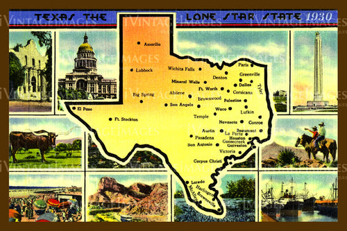Texas Map 1930 - 1