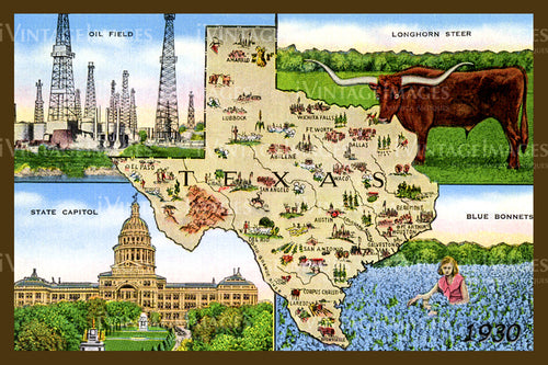 Texas Map 1930 - 2