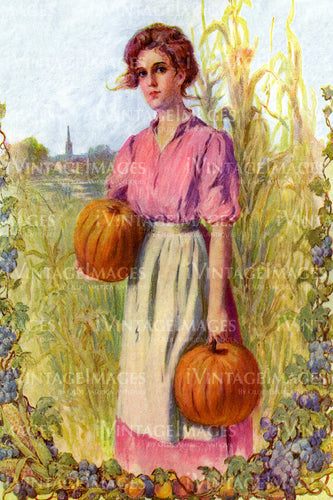 1925 Woman and Pumpkins - 022
