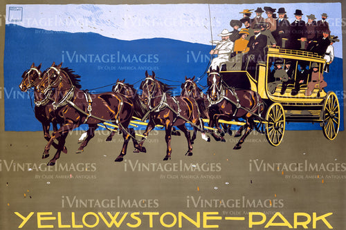 1914 Yellowstone Stagecoach Poster - 12x18