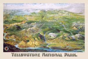 1904 Yellowstone Park Bird's Eye Map - 12x18