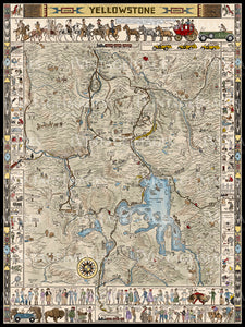 1931 Jo Mora Yellowstone Park Map - 12x18